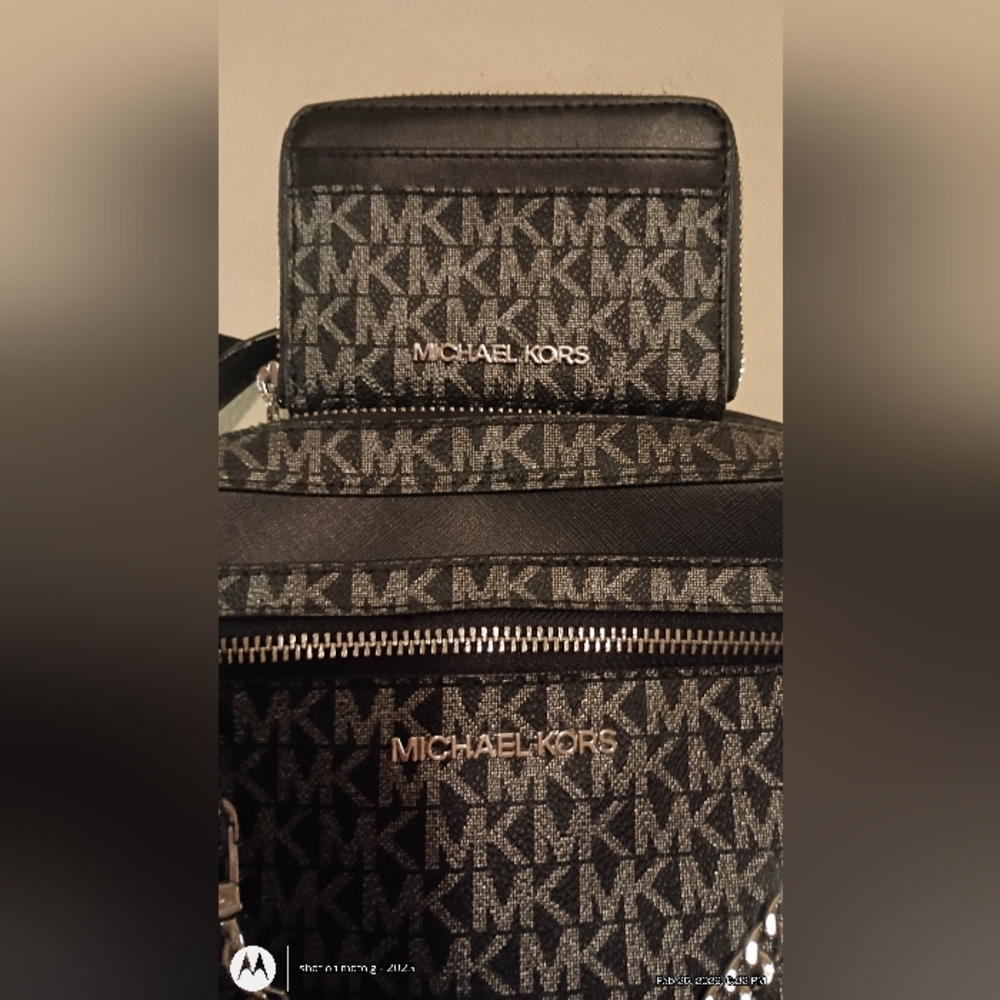 Michael Kors Black and Gray Crossbody Bag
